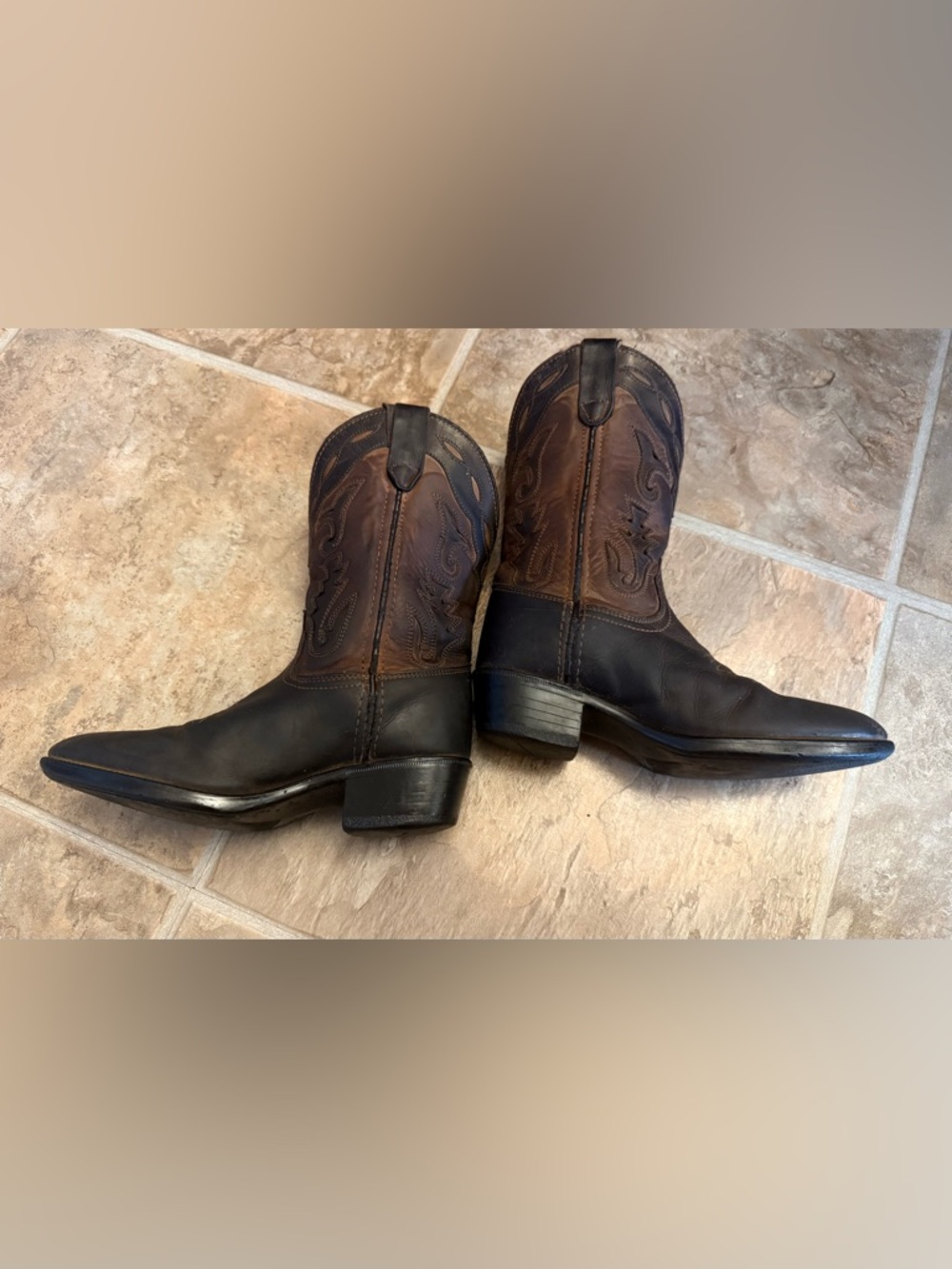 Vintage Kids Leather Cowboy Boots Sz 13 Western Brown Black Two Tone Rodeo Youth - Picture 3 of 5